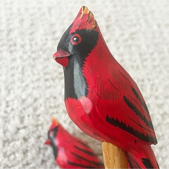 Wooden Salad Serving Set Cardinal Bird Utensils Fork Spoon Farmhouse Cottage - Picture 8 of 9